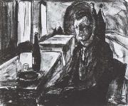 Edvard Munch Winebottle and myself oil painting reproduction